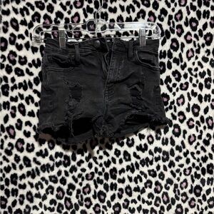 Black Distressed Denim Shorts